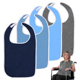 NEUSID Pack of 4 Adult Bibs, Bibs for Seniors, Reusable, Washable, Adjustable, Waterproof, Unisex Clothing Protector with Fastening, for Adults, Elderly Disabled