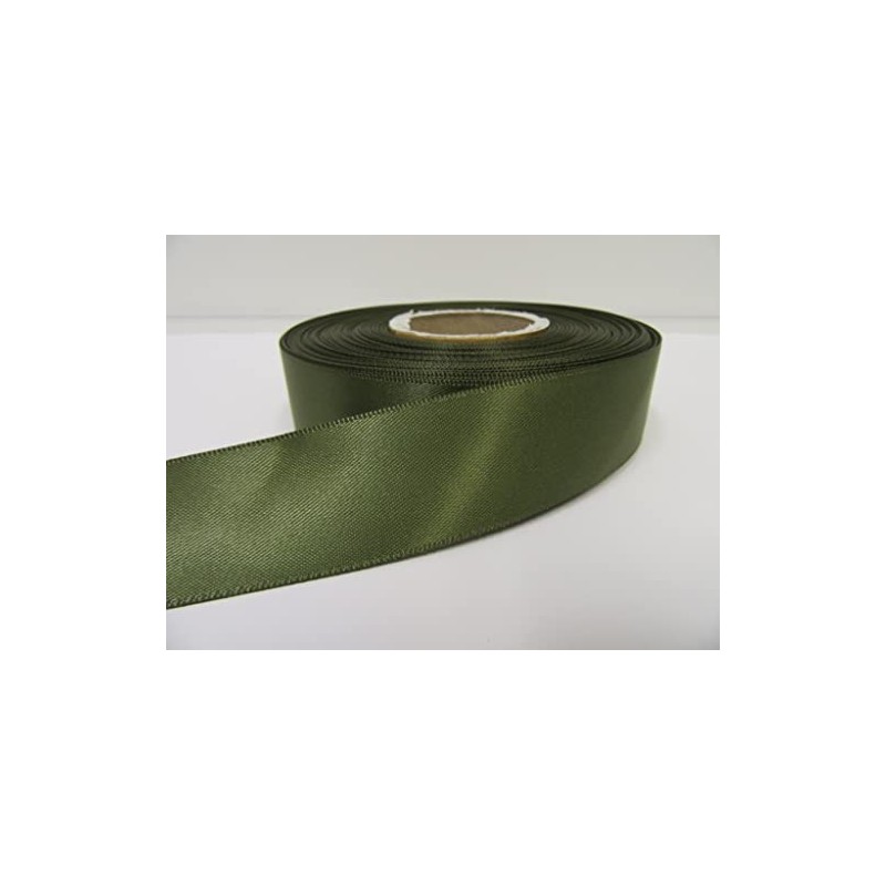 2 metres of 25mm Satin Ribbon Olive Dark Green Double