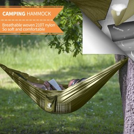 Kiaitre Hammock, Outdoor Hammock with Mosquito Net - Lightweight Nylon Hammock for Backpacking, Camping, Hiking and Beach Adventures - 200 kg Load Capacity