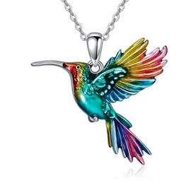 SELKAT Hummingbird Necklace 925 Sterling Silver Enamel Flying Hummingbird Pendant Necklace for Mother Wife