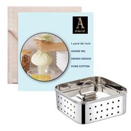 Premium Cheesecloth Grade 100 – 100% Unbleached Cotton Muslin with Overlocked Edges Reusable Strainer for Cooking, Baking, Juicing & Cheese Making (1 Pieces - 36"x36" inches)