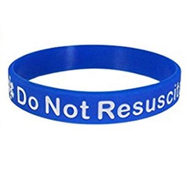 Blue Silicone Rubber Medical Awareness Alert Bracelet (DNR DO NOT RESUSCITATE)