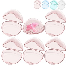 Smlpuame Pacifier Case,6 Pack BPA Free Pacifier Holder Case,Transparent Container Box for Baby Binky（Not Included),Essential Pacifier Accessories,Alway Keep Paci Clean,Easy to Clean(Pink)