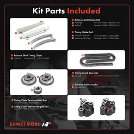 A-Premium Engine Timing Chain Kit W/Guide & Tensioner & VVT Sporcket [fits SOHC, 8Cyl 4.6L] Compatible with Ford Mustang 05-10, F-150, Explorer, Explorer Sport Trac & Mercury Mountaineer 2006-2010