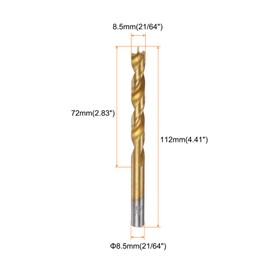sourcing map 3pcs Brad Point Drill Bit 8.5mm(21/64") Dia Straight Round Shank Drill Metric Brad Point Spiral Twist Drill Bits for Carpenter Woodworking Plastic Rubber, Golden
