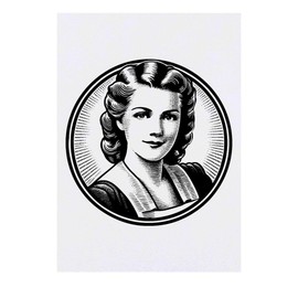 'Vintage Style Woman Portrait' Temporary Tattoo - Water Resistant, Skin-Safe, Non-Toxic Transfer (TO00070371)