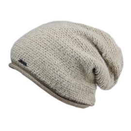 Ever Bloom Beanie Hat for Men and Women, Unisex Designer Knitted Slouch, Made in the EU, Warm Soft Winter Hat Hood with Thermal Fleece Lining, High Quality, taupe