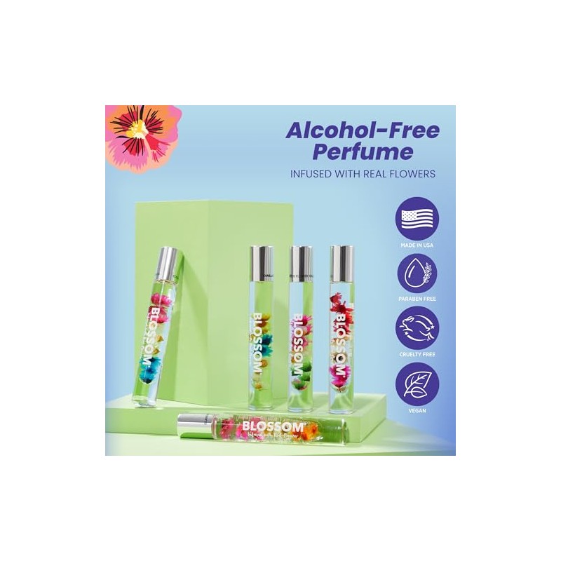 Blossom - Aceite perfumado en rollo, con flores reales, 0.2