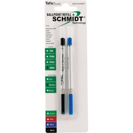 Schmidt 9000 Easy Flow Hybrid Ballpoint Refill Medium, 1 Black & 1 Blue, 2 Pack Blister