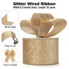 Gold Glitter Wired Ribbon for Christmas Tree Gift Wrapping 2.5