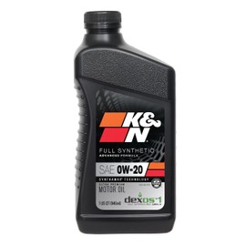 K&N Motor Oil: 0W-20 Synthetic Engine Oil: Premium Protection, High Mileage, 1 Quart