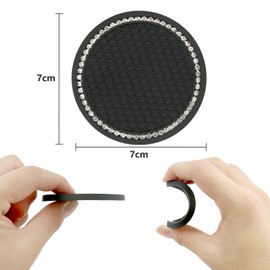 JIEYUCHU Car Cup Holder Coaster, 2 Pack Car Coasters, 2.75 inch Universal Car Cup Holder Coaster with Non-slip Honeycomb Texture & Shiny Crystal Accents, Coasters for Car, SUV Etc