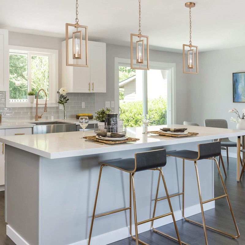 Optimant Lighting Gold Pendant Lighting for Kitchen Island, 1-Light Modern