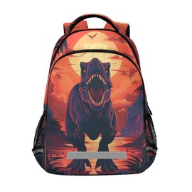 Dinosaur Sunset Backpack for Boys Girls Elementary School Bag Kids Bookbag Travel Rucksack