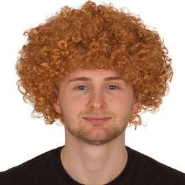 Adults Curly Afro Wig Multi Colour Party Clown Wigs Fancy Dress Accessory (Ginger)