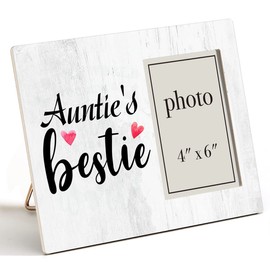 Zauly Auntie Aunt Gift Wooden Picture Frame, Auntie's Bestie Wood Photo Frame Gifts Idea for Birthday Mothers Day Christmas, Tabletop & Wall Mounting, 4x6 Photo