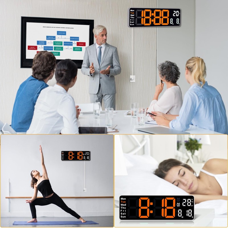 Fuloon Digital Wall Clock, 13 inch Large Display Digital Alarm