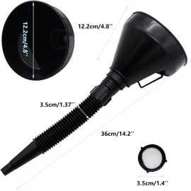 Hsthe Sea Fuel Funnel for Oil Tanks, Oil Funnel for Cars, Large Gasoline Funnel with Antistatic Filter, Garage and Workshop Equipment, Fuel Funnel with Oil Filter, Black Gasoline Funnel (Large)