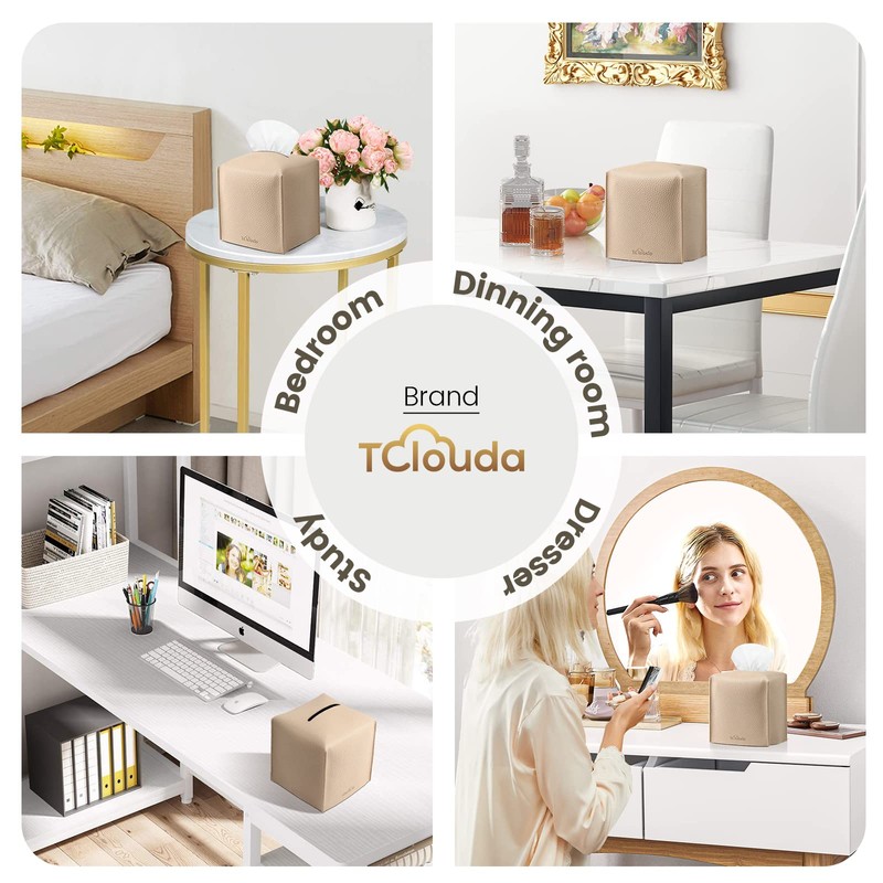 Tissue Box Cover, Tclouda, Modern PU Leather Square Tissue Box