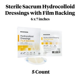 McKesson Hydrocolloid Dressing, Sterile, Sacral, Film Backing, 6 in x 7 in, 5 Count, 1 Pack