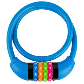 IDEALUX Bike Lock Cable, Bicycle Cable Lock with 4 Digit Combination & Large Lock Head, Resettable Kids Bike Cable Lock, 2 Ft x ∅0.45 in, Lock for Bike, Scooter, Skateboard, Motorcycle, E Bike (Bule)