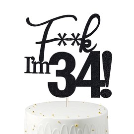 34 decoraciones para tartas, 34 decoraciones para tartas de cumpleaños, purpurina negra, divertida decoración para tartas de 34 años para hombres, 34 decoraciones para tartas para mujeres, decoraciones de 34 cumpleaños, decoración para tartas de 34 cumpl