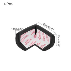 MECCANIXITY 4 Pack Soft Corner Protector, Rubber Foam Furniture Proofing Corner Guards Edge for Fireplace Table Stair, Black
