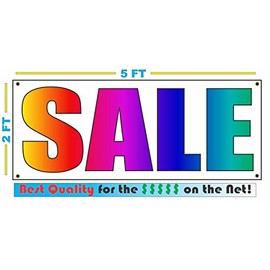 Sale 2x5 Banner Sign Rainbow Fade