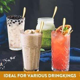 KITWARE Gold Ice Teaspoons Set of 8 Pieces, 7.7 inch Long Handle Spoon, Stainless Steel Coffee Spoons, Cocktail Mixing Spoons, Mirror Polished Bar Spoon