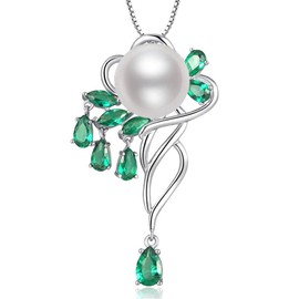 MABELLA Collar con colgante de perlas de imitación AAA+ de agua dulce cultivada de 10 mm, joyería fina, regalo para mujer, Metal, nano-espinela