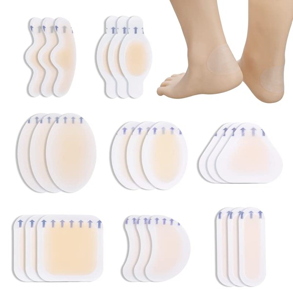 umorismo 24 Pieces Blister Plasters Invisible Blister Cushion Gel Blister Bandages for Heel Foot Toe and Guard Skin