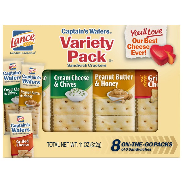 Lance Captain's Wafers Variety Crackers 11 oz 8 Count Boxes - Single Pack