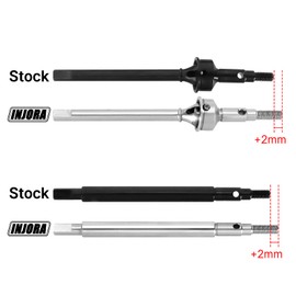 INJORA Front Rear Axle Shafts + 2 mm Extended Metal RC Dogbone CVD for TRX4M Upgrade Parts 1/18 RC Crawler