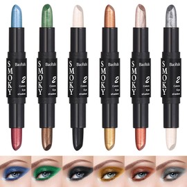 12 colores Sombra de ojos en barra de Doble Punta, 6 Unidades Doble Extremo,Sombra de ojos en crema con degradado perlado, duradera, resistente al... 