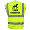 Equestrian PLEASE SLOW DOWN Hi Viz Vis Vest Horse Riding