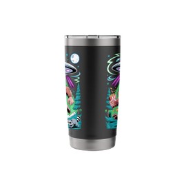 Funny Bigfoot and Alien Escape Sasquatch Cartoon Stainless Steel Insulated Tumbler