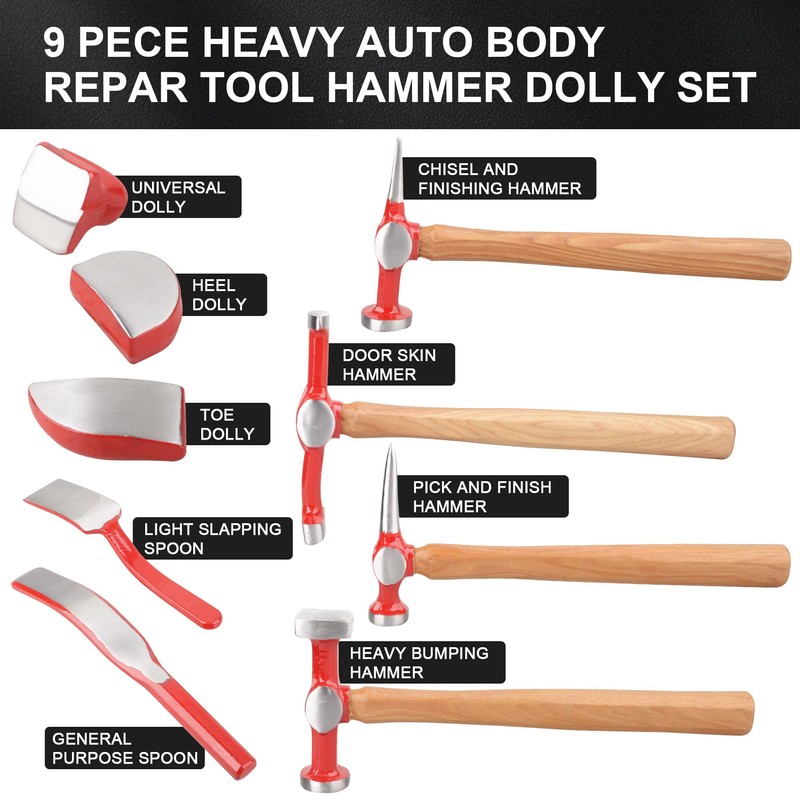 DAYUAN 9 pcs heavy duty Auto Body Repair Tool, Fender
