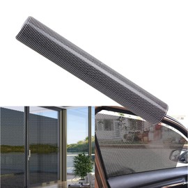 XhuangTech One Way Privacy Window Film,Perforated Vinyl Window Film,Self Adhesive Dotted Perforated Mesh Window Vinyl Privacy Film for Car and Home (Black, 24" x 47"(60CM x120CM))