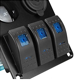 TOTMOX 3 Gang Aluminum Panel Toggle Dash 12-24V Rocker Switch Panel, Universal Fit for Automotive Car Marine Boat, w/Dual USB Charging Port Voltmeter