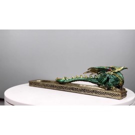 Medieval Celtic Green Dragon Roaring Incense Burner Holder Decorative Figurine