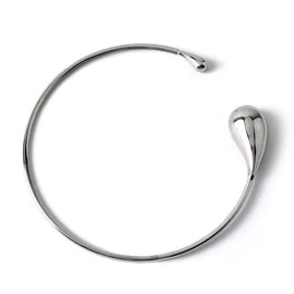 Bi&Yamigeo Teardrop Choker Necklace,Silver Stainless Steel Tear Water Drop Open Cuff Collar Necklace,Dainty Chunky Waterdrop Jewelry for Women