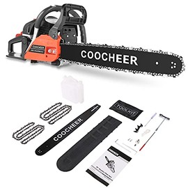 COOCHEER 62CC Gas Powered Chain saws, 20Inch 3.5HP 2-Stroke Gasoline Chain Saw with for Tree Stumps, Limbs, Tree Felling, and Firewood Cutting(Red 2022 Limited Edition)