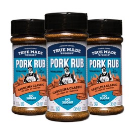 Hall of Fame Pitmaster Ed Mitchell's Award-Winning BBQ Pork Rub by True Made Foods - Carolina Classic, 6.1 oz, 3 Pack - Earthy & Flavorful Rub for Smoking Ribs, Shoulders, Whole Hog, and Any Meat