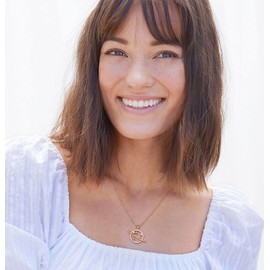 KOOUNUATA 18K Gold Saturn Planet Necklace Pave Cubic Zirconia Pendant Necklace Dainty Satellite Chain Jewelry for Women 20”+2”