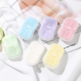 50PCS Portable Soap Sheets, Disposal Mini Thin Hand Wash with PP Case, Scented Hand Washing Paper Soap for Convenient Outdoor