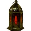 GURU SHOP Oriental Metal/Glass Lantern in Moroccan Design, Lilac, Colour: