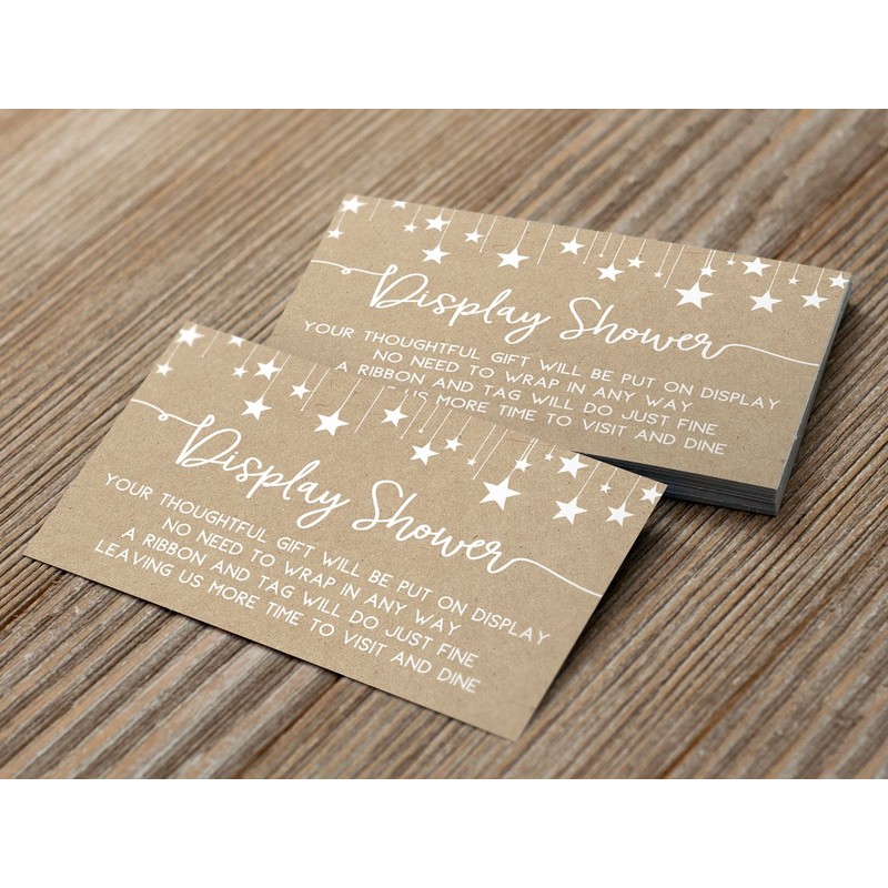 Printed Party Gift Display Insert Cards, Rustic Kraft, Set of