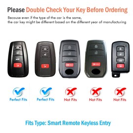 Tukellen - Funda protectora para llave inteligente de Toyota, poliuretano termoplástico, diseño especial suave y compatible con Toyota RAV4, Camry, Avalon, C-HR, Prius, Corola de 2018-2020 (solo para Keyless Go), 4 botones plateados.
