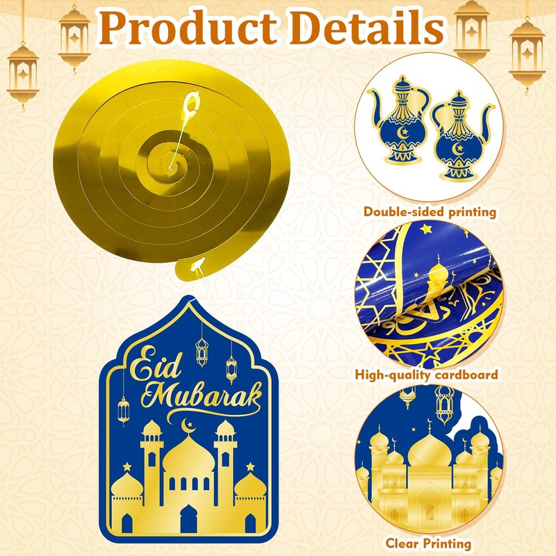 30Pcs Ramadan Mubarak Decorations for Home Eid Mubarak Hanging Swirl