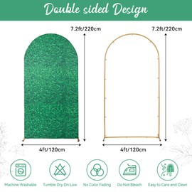 Party Village 7.2ft Green Leaf Pattern Spandex Fitted Wedding Arch Covers for Round Top Chiara Backdrop Stands - 7.2ft*4ft